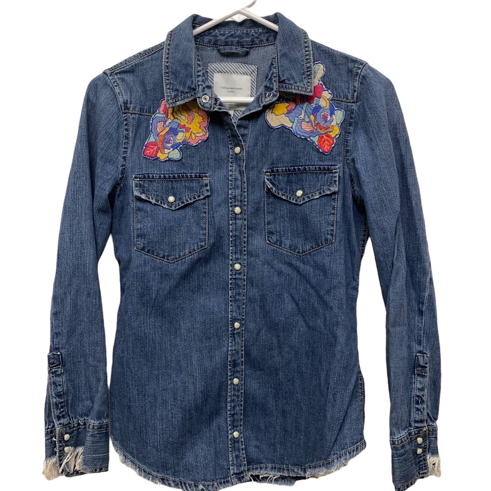 Zara Denim Top With Patches